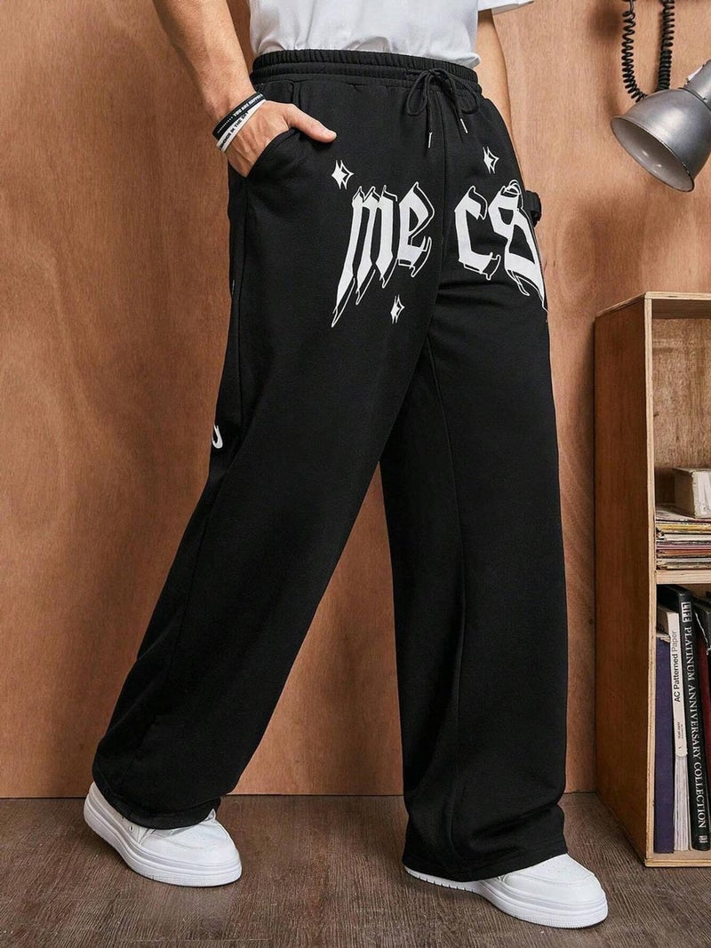 FLYNOFF Black Cool Printed Loose Fit Track Pant - Image 2
